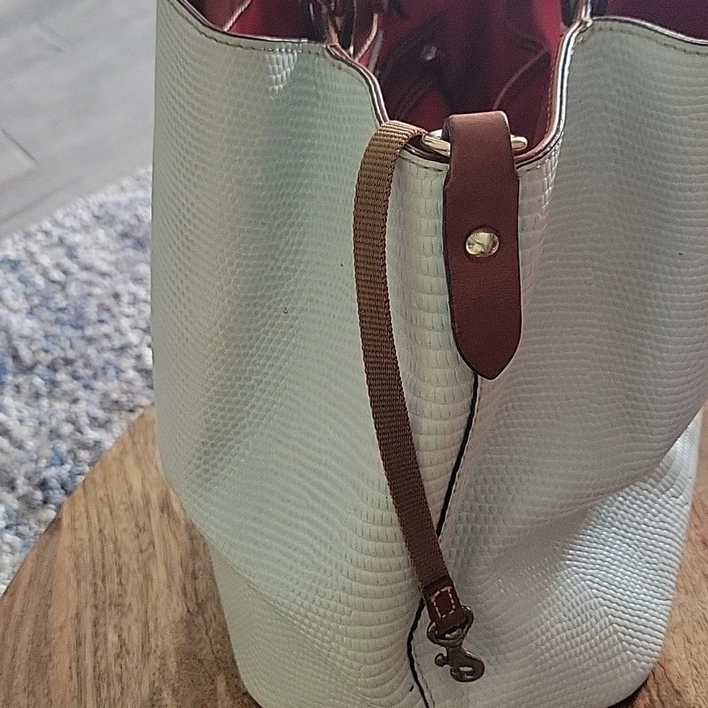 Dooney & Bourke White/Light Blue Lizard Satchel - Picture 15 of 17